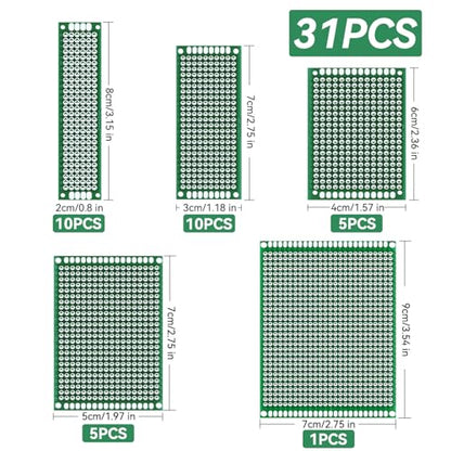 Smraza 104pcs Double Sided PCB Board Kit, Prototype Boards for DIY Soldering and Electronic Project Circuit Boards Compatible with Arduino Kits, 30PCS 40 Pin 2.54mm Male and Female Header Connector