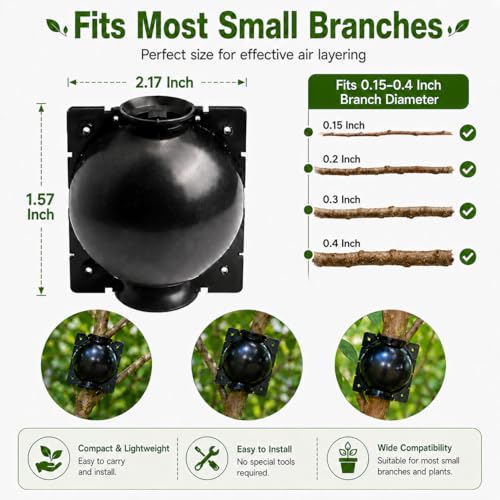 Plant Air Layering Pods for Root Growing, Reusable Propagation Ball Kit with Clear Root Monitoring Design, Easy Install Propagation Cups for Indoor Outdoor Trees and Plants(15Pcs-Small)