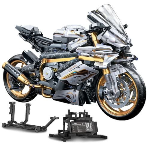 OOIEWPQ 2078 Piece 1:5 Motorcycle 1000 RR Large-Scale Building Blocks Set