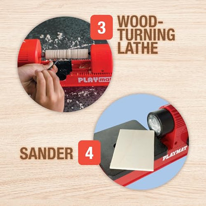 PLAYMAKE 4 in 1 Creative Workshop Safe for Children 5+ for Wood & Cardboard