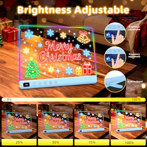 Led Drawing Board with 13 Light Effects, 16" Rechargeable Glow Doodle LED Note Board with Colors, Neon Light Up Drawing Tablet Gifts for Kids for Easter Birthday Christmas Gift Ideas - color: Blue