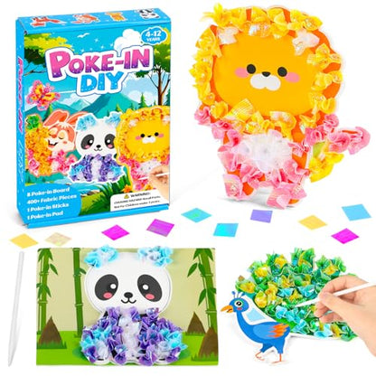 Lonfliness 8 Pcs Animal Poke in Craft Kits for Kids Mess Free DIY Art - style: Animals