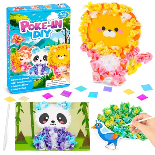 Lonfliness 8 Pcs Animal Poke in Craft Kits for Kids Mess Free DIY Art - style: Animals