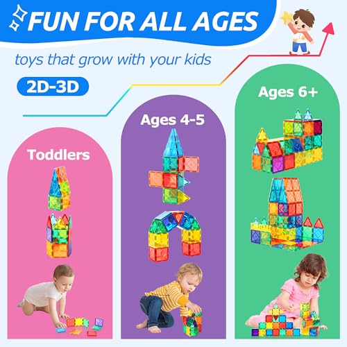 30PC Squares Magnetic Tiles Kids Toys for 3 4 5 6 7 8+ Years Old Boys Girls - style: 30PCS Magnetic Tiles