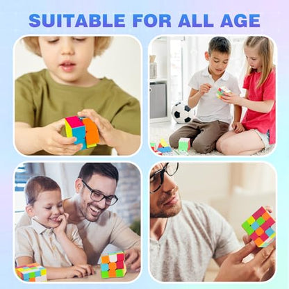 AuntyFey 5 Pack Speed Cube Set, Speed Magic Cube - style: 5 Pack