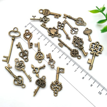WOCRAFT 60pcs Antique Bronze Small Key Charms Bracelet Charms for Jewelry Making Sets DIY Necklace Bracelet Keychain Crafting Charms Kit Craft Supplies (SN924) - color: Antique Bronze, size: Small Key Charms