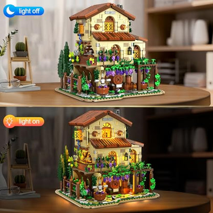 INSOON Winery Chateau House Building Set with Lights for Adults