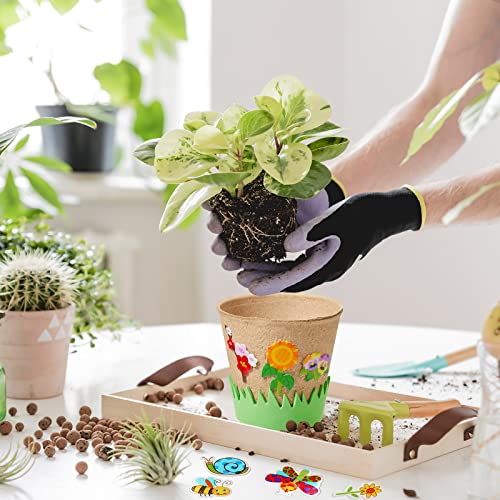 Jecery 12 Sets Garden Planting Kit DIY Foam Pots for Plants with Stickers