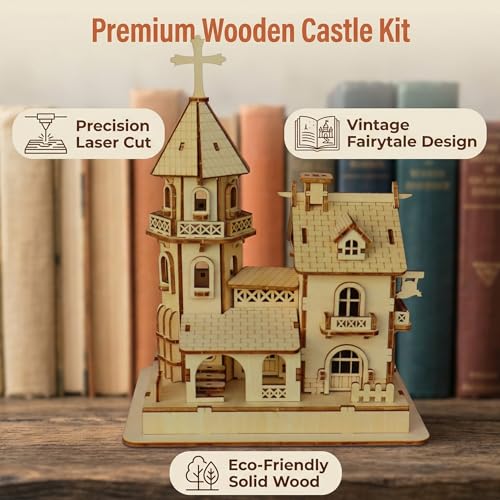 3D Wooden Puzzle Kit, DIY Architectural Wooden Building Model, Mechanical Castle House Model, Creative Craft Decoration for Home, for Adults and Teens