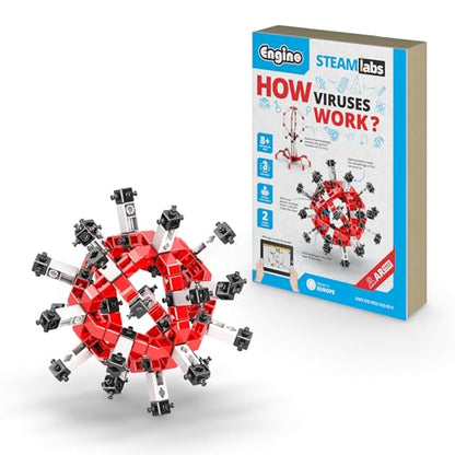 Engino STEAM Labs, How Viruses Work, STEAM Toys for Ages 8+, Experiment & Art Activities, STEM Project for Girls & Boys, Learning & Education Toys, 2 Model Building Set - style: How Viruses Work?