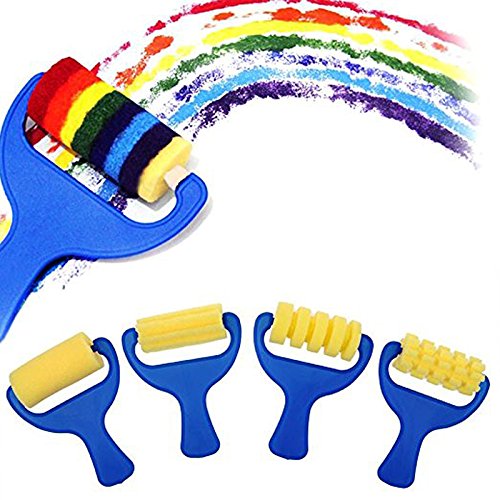 Painting Foam Brush Roller Sponge, 4 Pcs Mini Paint Tool for DIY Art Craft