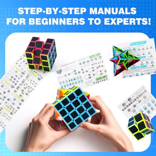 AuntyFey Speed Cube Set 5 Pack Bundle of 2x2, 3x3, 4x4, 5x5,Pyraminx