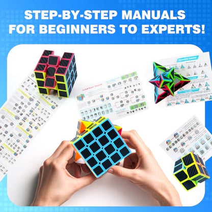 AuntyFey Speed Cube Set 5 Pack Bundle of 2x2, 3x3, 4x4, 5x5,Pyraminx