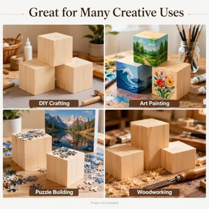 32 Pack Unfinished Wood Blocks, 2 Inch Solid Wood Cubes for Crafts - size: 2 Inch-32Pcs