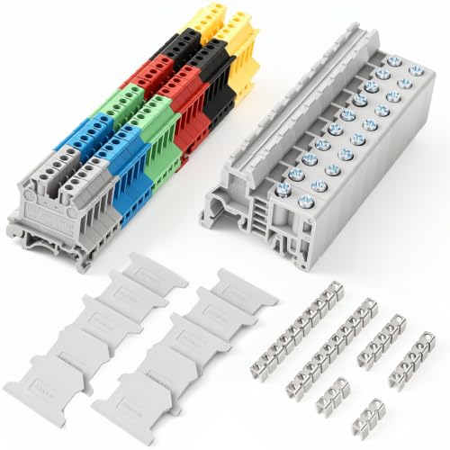 Din Rail Terminal Block,UK-2.5B(C,Pull-Back Spring Cage,Colorful,56 Pcs - color: Colorful, size: UK-2.5B(C,Pull-back Spring Cage