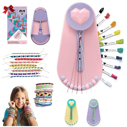 Choose Friendship Bracelet Making Kit – DIY Craft Loom for Kids Ages 8+, New & Improved Design, Includes 20 Threads, Makes 8 Bracelets, Pink “Blush Berry - color: Blush Berry