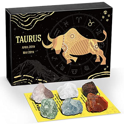 Taurus Crystals Gift Set, Zodiac Signs Healing Crystals Birthstones with Horoscope Box Set Taurus Astrology Crystals Healing Stones Gifts - color: Taurus