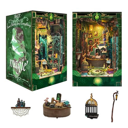 DIY Book Nook Kit 3D Wooden Puzzle DIY Miniature House Kit Magic Dollhouse Tiny House Bookshelf Dollhouse for Adults with LED Light- Snake House (SQ-41) - color: Snake House
