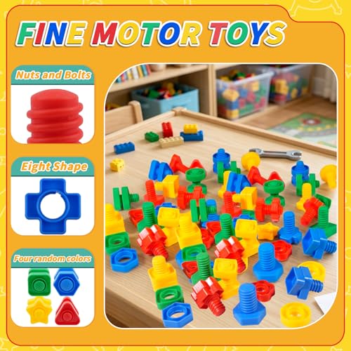 Bbiamsleep 40 Pcs Plastic Nuts and Bolts for Kids Fine Motor Skills(Random)