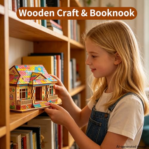 3D Wooden Puzzle House,DIY Beginner Villa Model Kit,3D Paintable Puzzle - color: Original Wood Color--one Layer