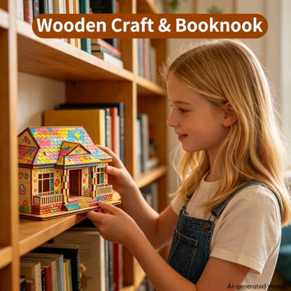 3D Wooden Puzzle House,DIY Beginner Villa Model Kit,3D Paintable Puzzle - color: Original Wood Color--one Layer