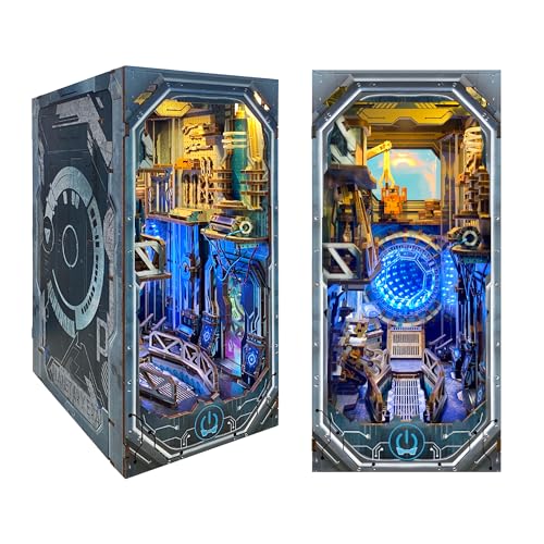 DIY Book Nook Kit sci - fi 3D Wooden Puzzles for Adults & Beginners - color: Planetary Era