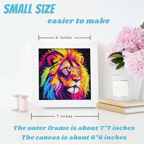 Libfx Diamond Art Kits for Kids with Frame Diamond Art for Girls Boys Beginners Arts and Crafts Birthday Gifts (Lion) - color: Lion