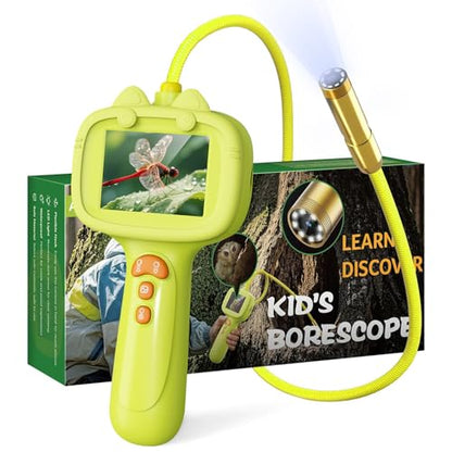 Kids Borescope Camera with Light-STEM Science Educational Toy for 3 4 5 6 7 8 Years Old Boys & Girls Birthday Gift-Discovery & Exploration Flexible Snake Scope Battery - color: Frog