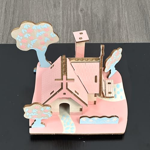 Log Cabin 3D Wooden House Puzzle,DIY Mini Building Model Kit，003 - color: 003