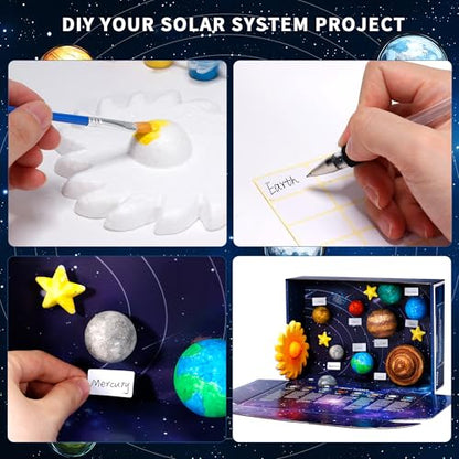 Pllieay 3D Solar System Model Kit, Solar System Kit with Display Box