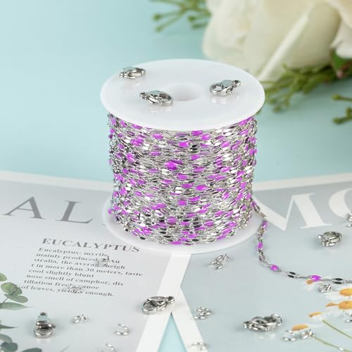 UMAOKANG Purple Enamel Chains for Making Jewelry Stainless Steel Chain Roll - color: Steel-Purple