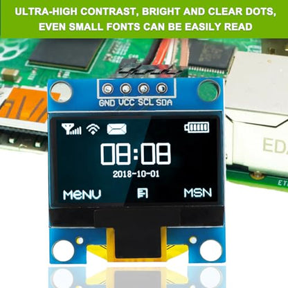 5 Pack 0.96 inch OLED IIC Display Module 128x64 Pixel Mini Self-Luminous Display Screen Board for Arduino Projects Raspberry Pi with Wire(White) - color: White
