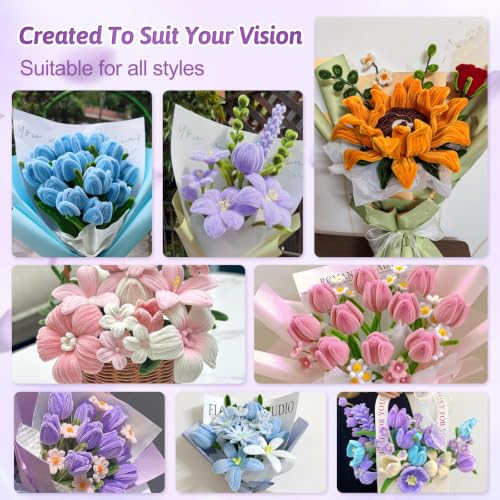800 PCS Pipe Cleaners Flowers Kit for DIY Flowers & Crafts with 14 Colors