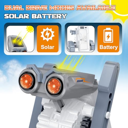 21 in-1 Solar Robot Building Kit STEM Gift for Kids 8-13, DIY Educational Science Robotics Toy Battery Solar Powered STEM Building Toy Set with 210 Pieces - size: 21 in 1