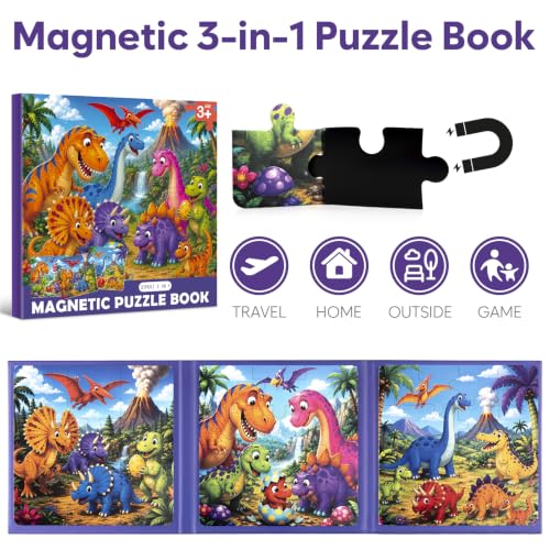 Biarek Dinosaur Magnetic Puzzles for Kids 3-5, 37-Piece Travel Set - color: Dinosaur - 37 Pieces