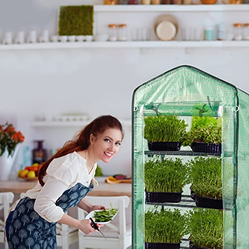 Outvita Mini Greenhouse, Small PE, 4 Tiers, White, 27"x19.6"x63" - style: 4 tiers 4 shelves