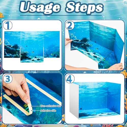 AmazingSpark 6 Set Ocean Diorama Box and Water Sticker Decor, Ocean Habitat Diorama Project Supplies Set, Cardboard Display Case Kit & Water Sticker with Double Sided Tapes for DIY Crafts - style: Ocean