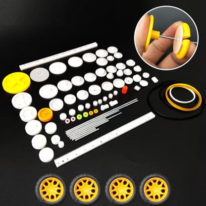 6 Set DC Motors Kit, Mini Electric Hobby Motor 3V -12V 25000 RPM Strong Magnetic with 86Pcs Plastic Gears, 9V Battery Clip Connector,Boat Rocker Switch,Shaft Propeller for DIY Science Projects