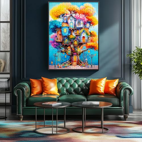 Blueforest 1000 Piece Jigsaw Puzzle for Adults，Fantastical Treehouse Escape - color: Fantastical Treehouse Escape