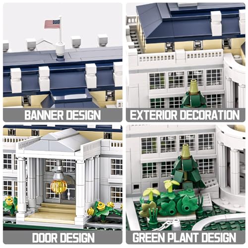 CAXIMSY White House Model Building Block Sets 895 Pieces Washington Famous Landmark Architecture Gifts for Adults - color: White House Architecture