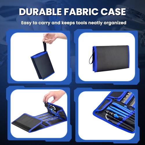142Pcs Precision Screwdriver Set for Electronics–Multi-Bit Repair Tool Kit for iPhone,MacBook,Laptop,Tablet,PS4,Xbox,Nintendo|Magnetic Mat,ESD Tweezers,Suction Cup&Spudger|Comes with Repair Tool Bag - color: 142 Pcs
