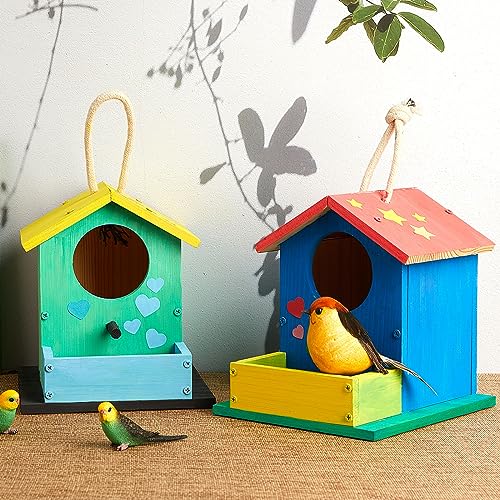 Liliful 16 Pack DIY Birdhouse Kit to Build and Paint, Wooden Bird House