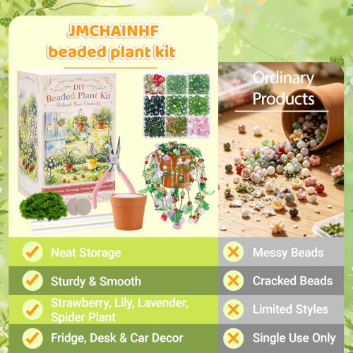 Deluxe Beaded Plant Kit, DIY Forever Plant Gift Kit with Video Tutorials - color: Forever Plant Gift Collection - Deluxe Kit