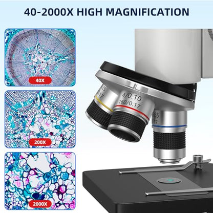 40-2000X Compound Microscope for Kids Adults Beginners
