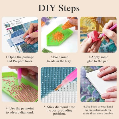 CHWGLFGG 5D Beach Window Diamond Art Kits for Adults Beginners 12x16in - color: KM1157-1