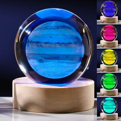 3D Jupiter Planet Gifts - Solar System Crystals Ball 60mm - Glass Animals Figurine - Birthday Gift for Best Friend or Lovers - Paperweight - style: Jupiter Planet