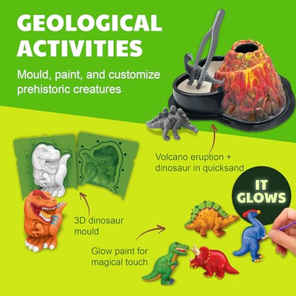 4M | STEAM Dinosaur World Exploration| Hands-On Science Kit with Dinosaur Figures & Fossil Experiments for Kids Ages 5+ - Educational Paleontology Toy Gift - style: Dinosaur World