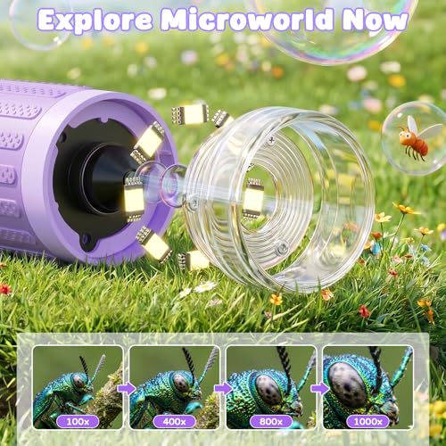 Kids Microscope, 1000X with 3.0" Large IPS Screen (Purple) - color: Purple