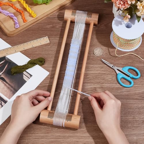 BENECREAT Wooden Weaving Tool, Tan Wood Embroidery Floss Bobbin Rectangle Weaving Tool for Loom Weaving Supplies Tablet Weaving Loom Weaving Supplies