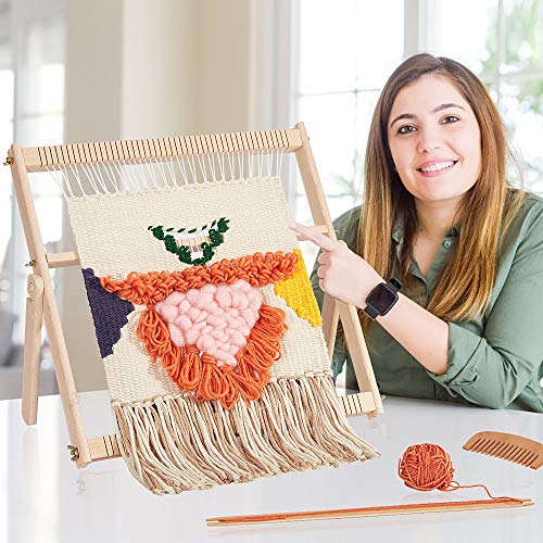 WILLOWDALE Weaving Loom for Kids, 16.5" L x 15.7" W Wooden Loom Kit - size: Small